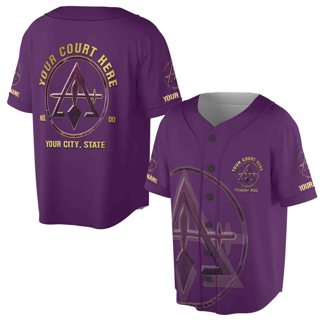 Custom Name Court York Rite Purple Unisex Baseball Jersey S-5XL
