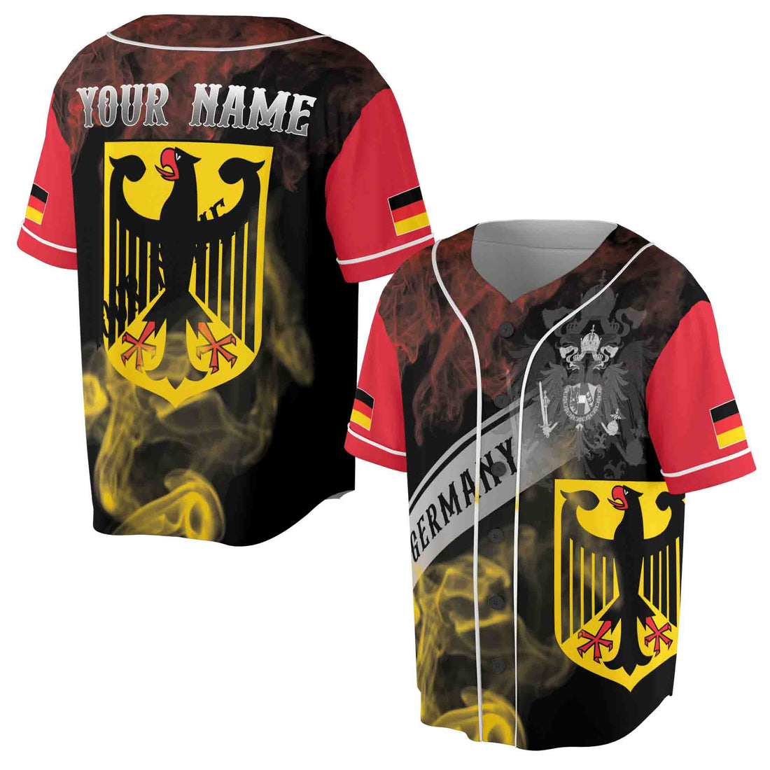 Custom Name Coat Of Arms Of Germany Patriotic Germany Flag Baseball Jersey S-5XL
