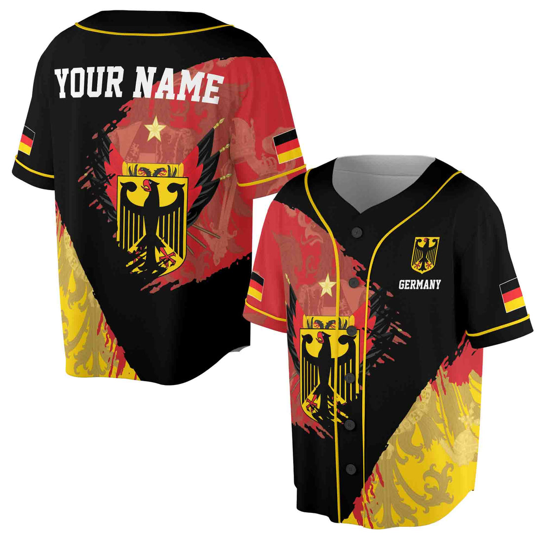 Custom Name Coat Of Arms Of Germany Patriotic German Eagle Baseball Jersey S-5XL