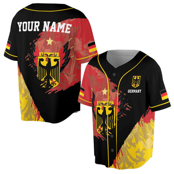 Custom Name Coat Of Arms Of Germany Patriotic German Eagle Baseball Jersey S-5XL