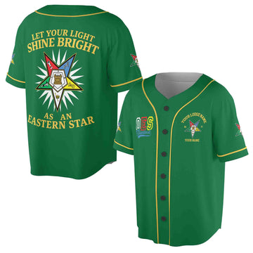 Custom Name Chapter Name OES Let Your Light Shine Bright Baseball Jersey S-5XL