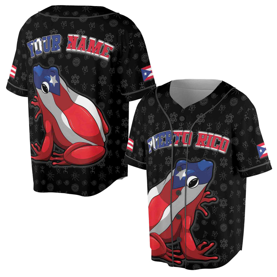 Customize Name Number Puerto Rico Puerto Rican Triabal Frog Flag Baseball Jersey S-5XL