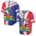 Custom Name Haiti Flag Coat of Arms Of Haiti Patriotic Baseball Jersey S-5XL