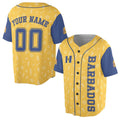 Personalized Name Number Barbados Flag Coat of Arms Patriotic Baseball Jersey S-5XL