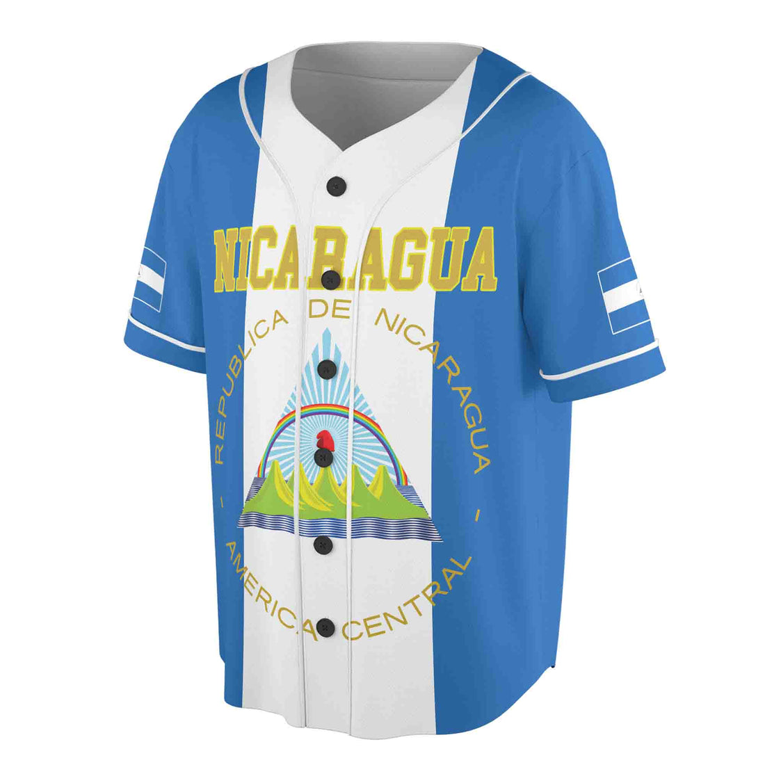 Personalized Name Number Nicaragua Flag Coat of Arms Patriotic Baseball Jersey S-5XL
