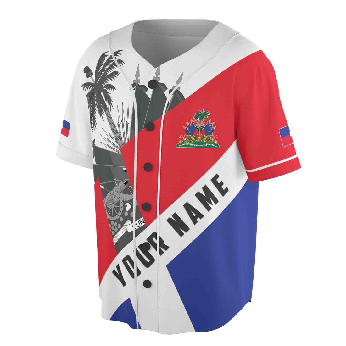 Custom Name Coat of Arms Of Haiti Patriotic Haiti Flag Baseball Jersey S-5XL