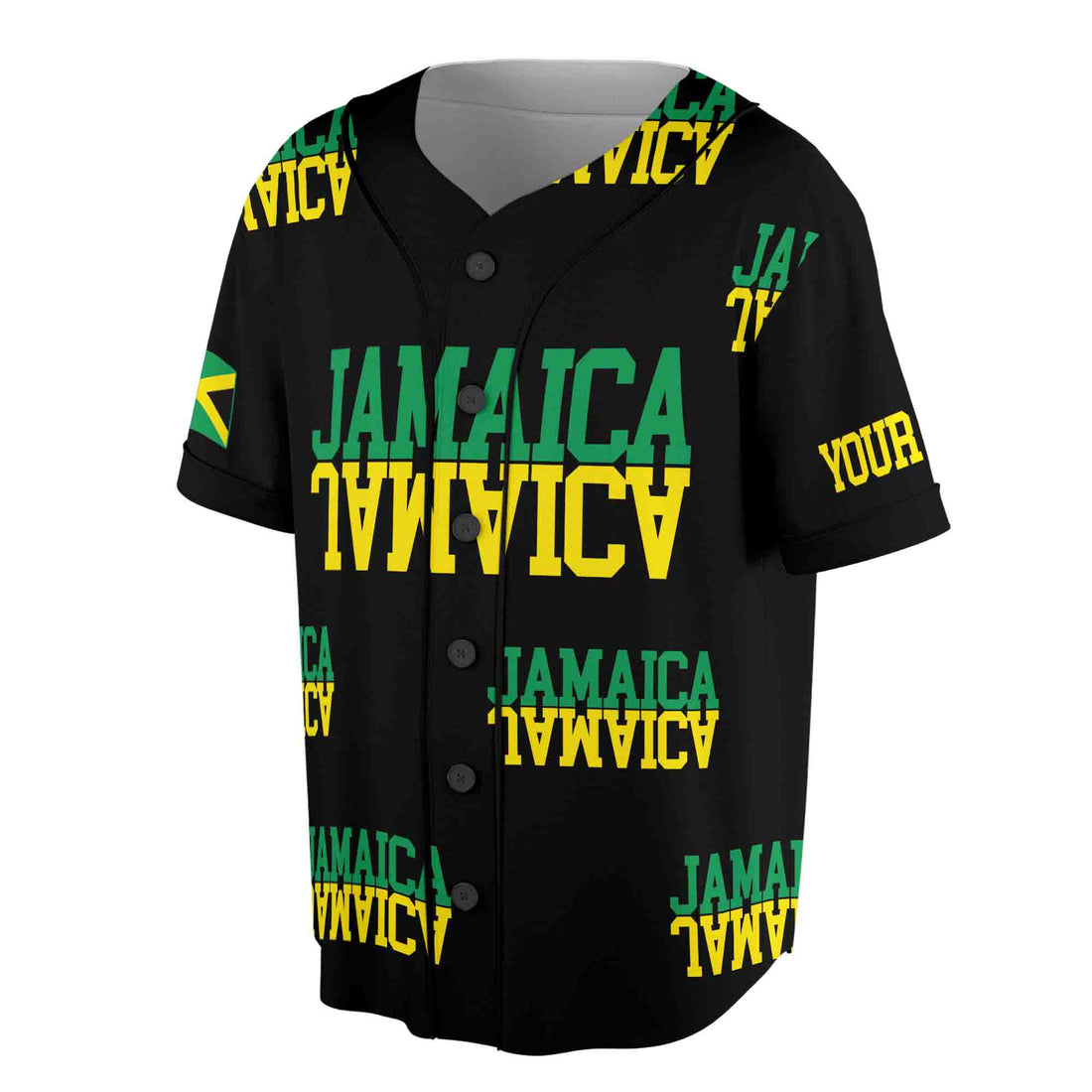 Personalized Name Number Jamaica Flag Coat of Arms Patriotic Baseball Jersey S-5XL