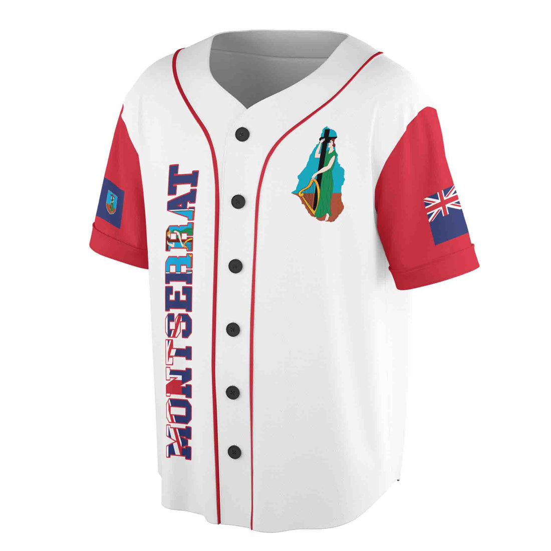 Personalized Name Number Montserrat Flag Coat of Arms Patriotic Baseball Jersey S-5XL