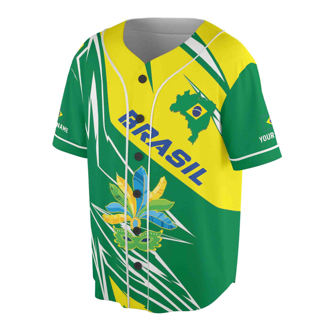 Custom Name Brasil Flag Brasilian Carnival Brazil Pride Baseball Jersey S-5XL