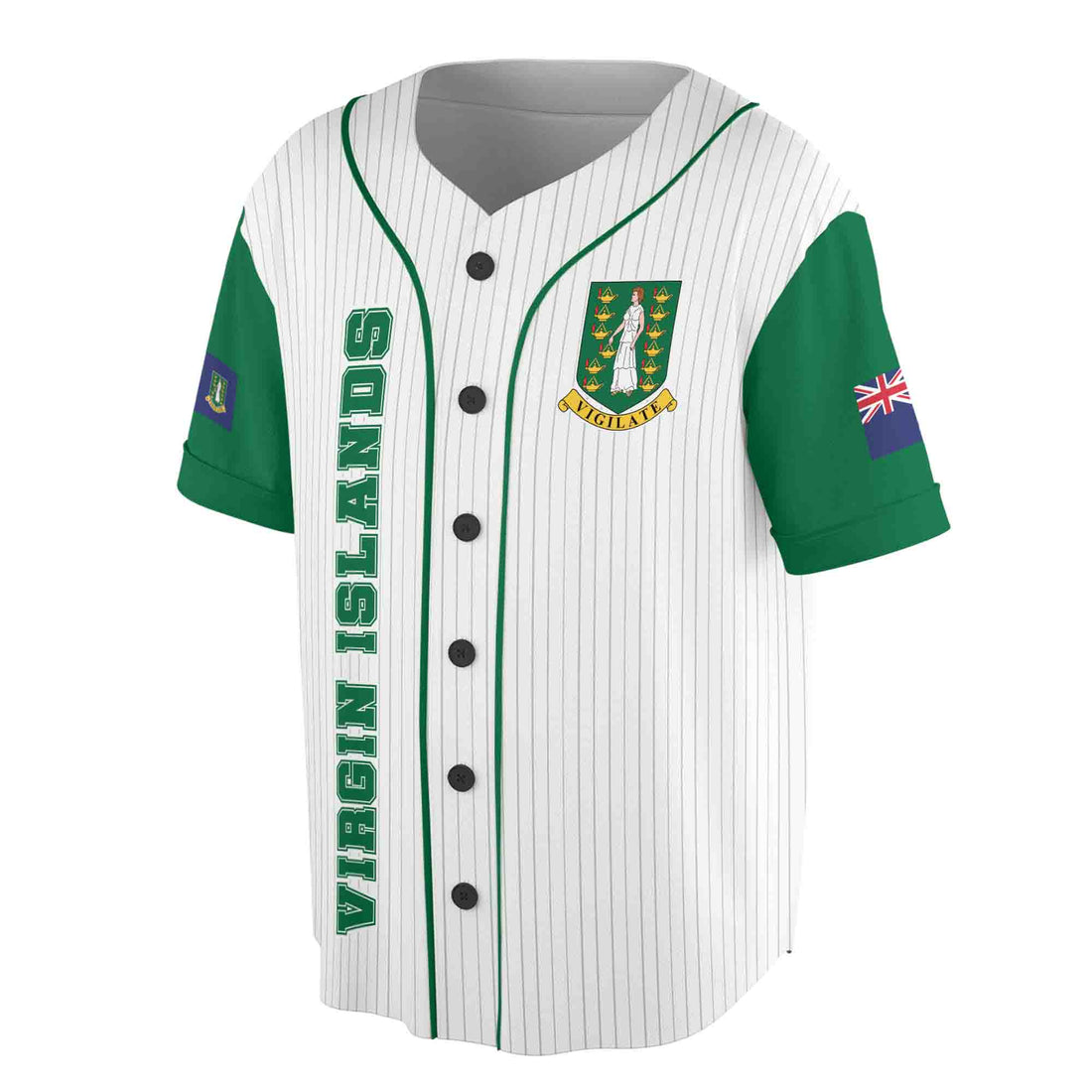 Personalized Name Number Virgin Islands Flag Coat of Arms Patriotic Baseball Jersey S-5XL