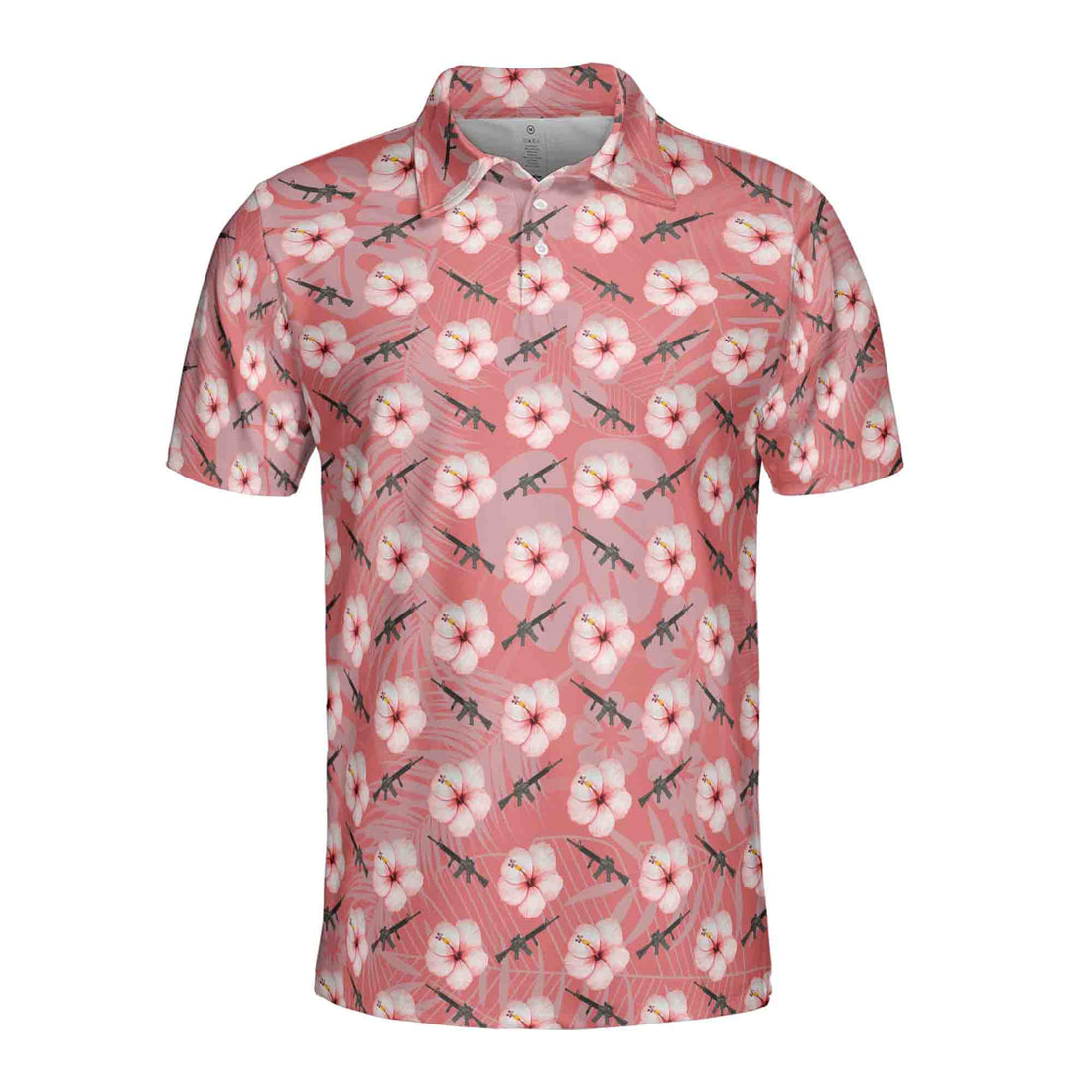 Funny Gun Flower Floral Plants Golf Men's Polo Shirt S-5XL