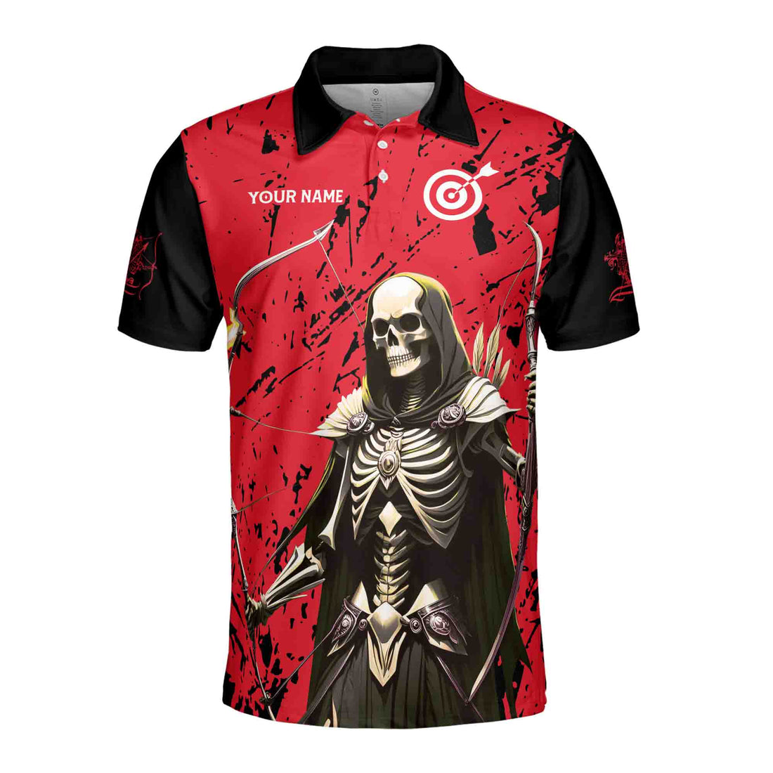 Custom Name Team Name Horrify Skull Skeleton Witch Archery Men's Polo Shirt S-5XL