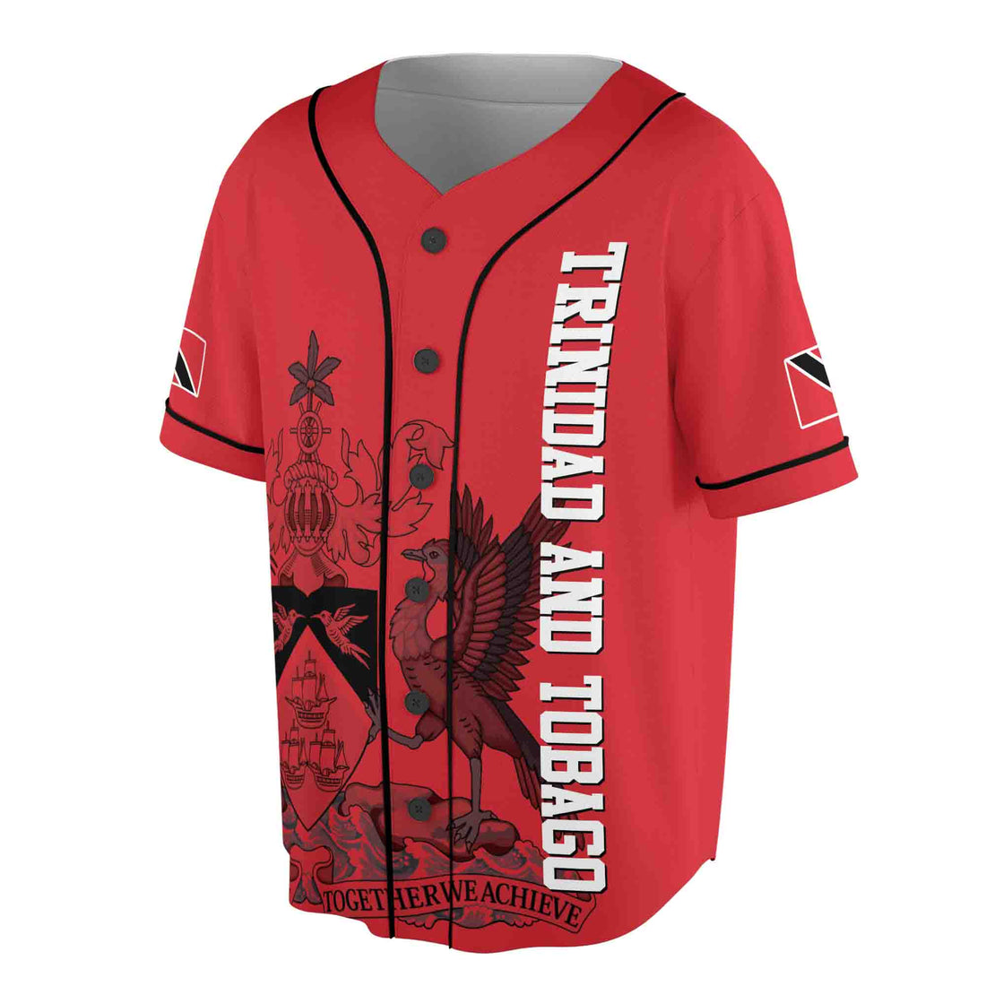 Personalized Name Number Trinidad and Tobago Flag Coat of Arms Patriotic Baseball Jersey S-5XL