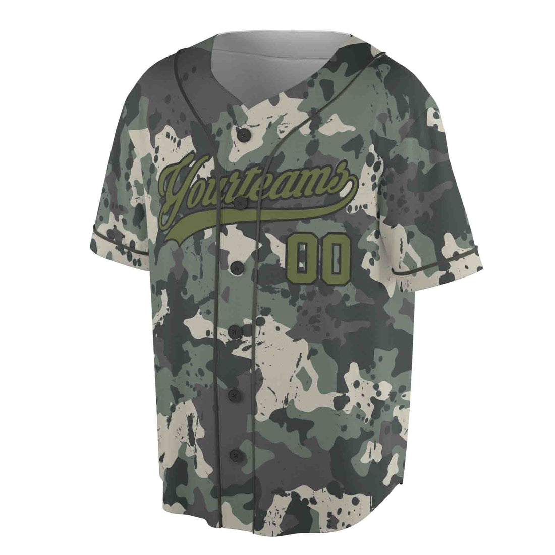 Customize Name Team Name Number Camouflage Olive-Black Baseball Jersey S-5XL