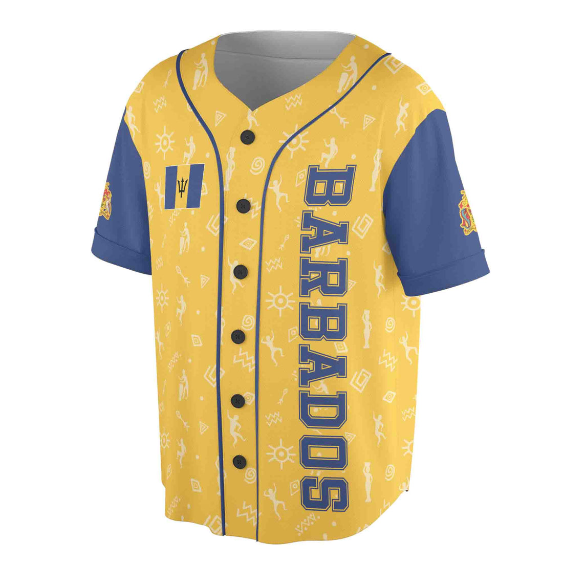 Personalized Name Number Barbados Flag Coat of Arms Patriotic Baseball Jersey S-5XL