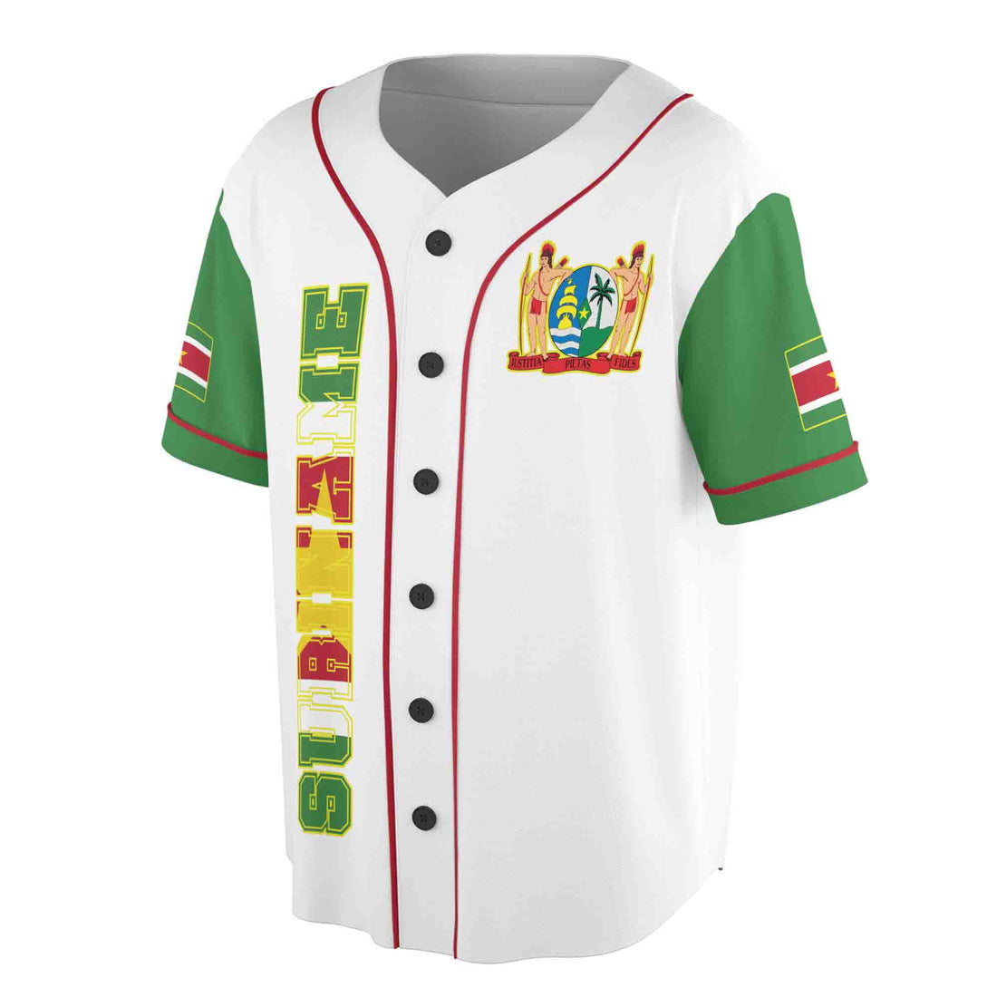 Personalized Name Number Suriname Flag Coat of Arms Patriotic Baseball Jersey S-5XL