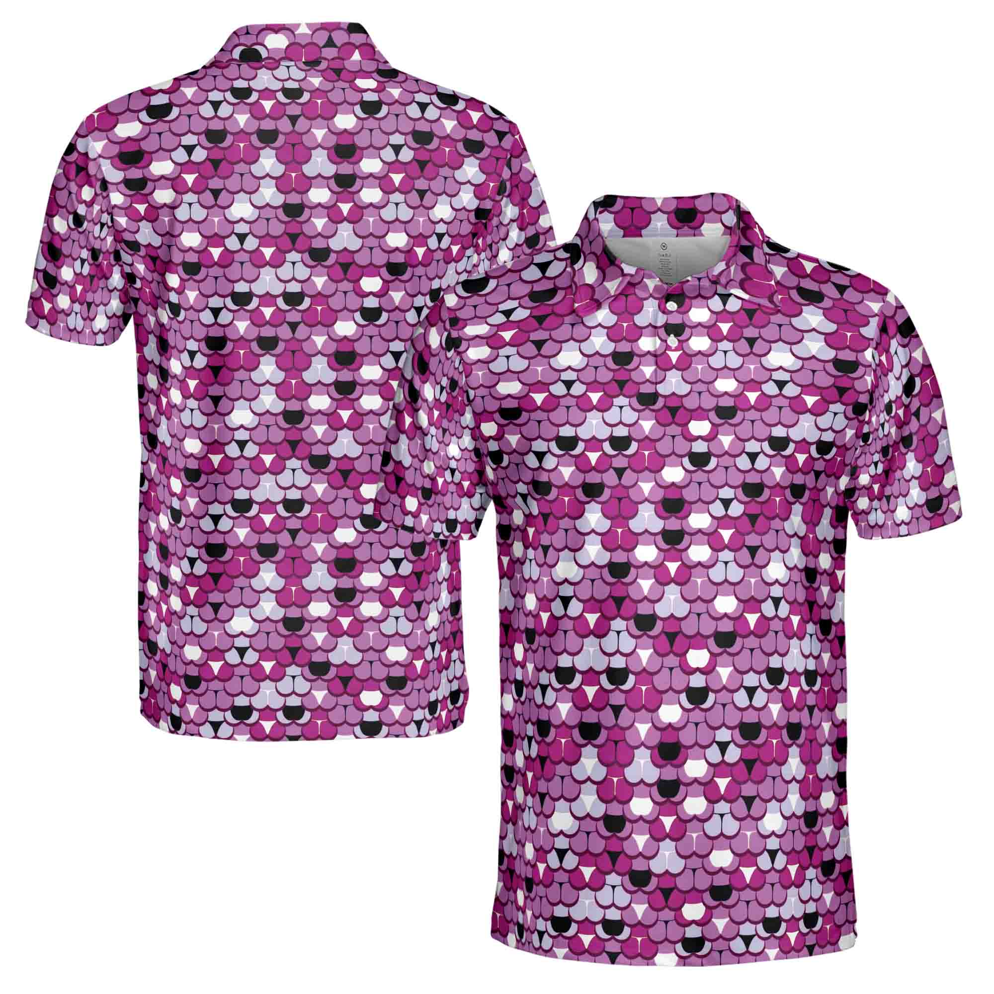 Funny Cute Lady Purple Panties Pattern Golf Men's Polo Shirt S-5XL