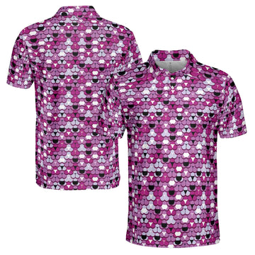 Funny Cute Lady Purple Panties Pattern Golf Men's Polo Shirt S-5XL