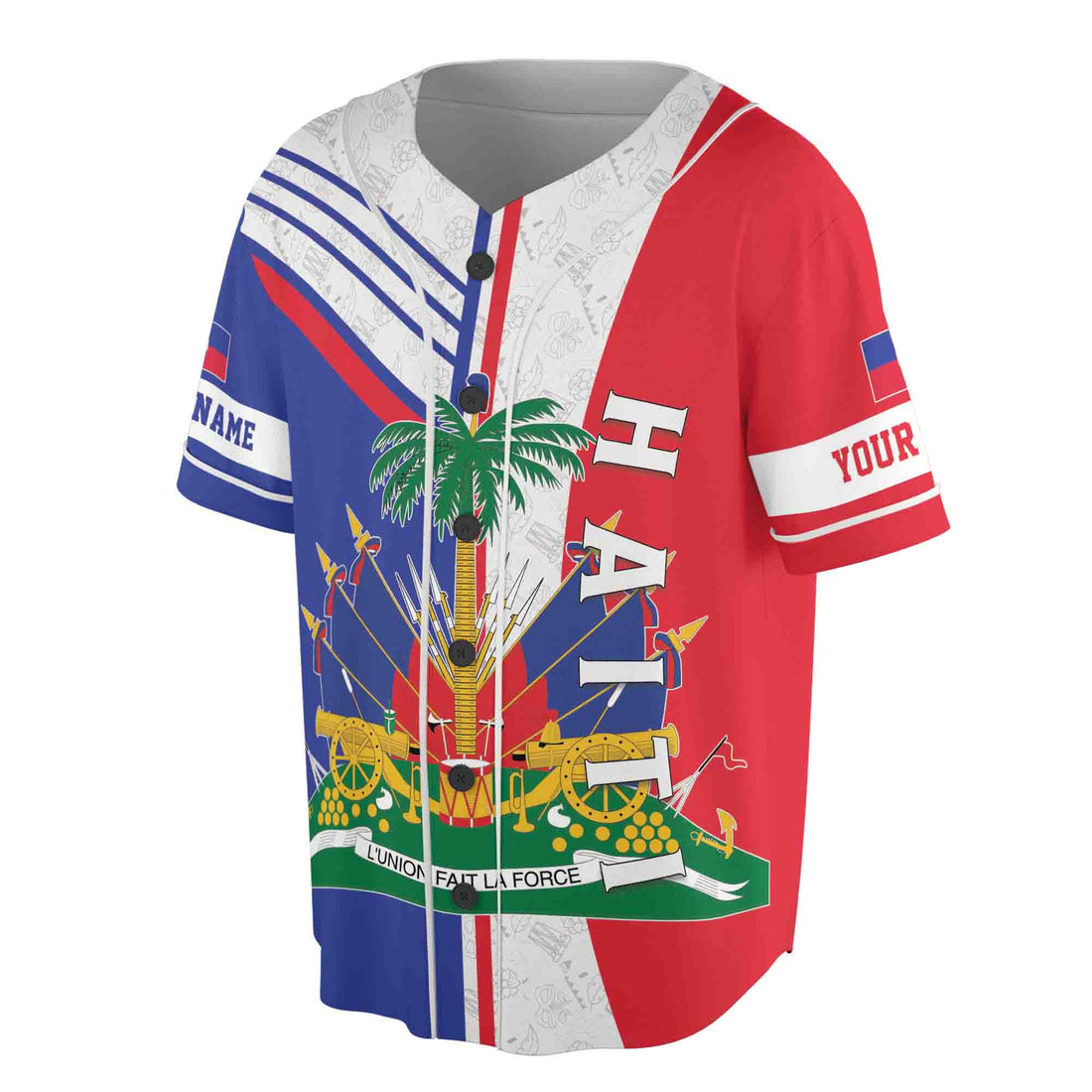 Custom Name Haiti Flag Coat of Arms Of Haiti Patriotic Baseball Jersey S-5XL