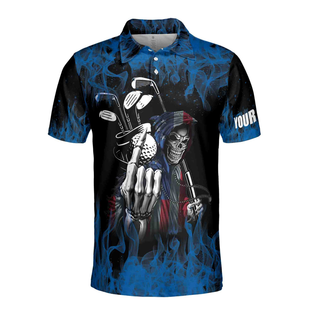Custom Name Flame Skull Golf The Way I Do Men's Polo Shirt S-5XL