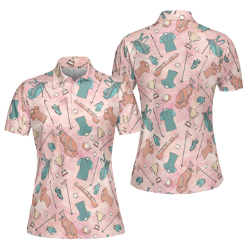 Pink And Elegant Seamless Pattern Golf Short Sleeve Women's Polo Shirts S-5XL