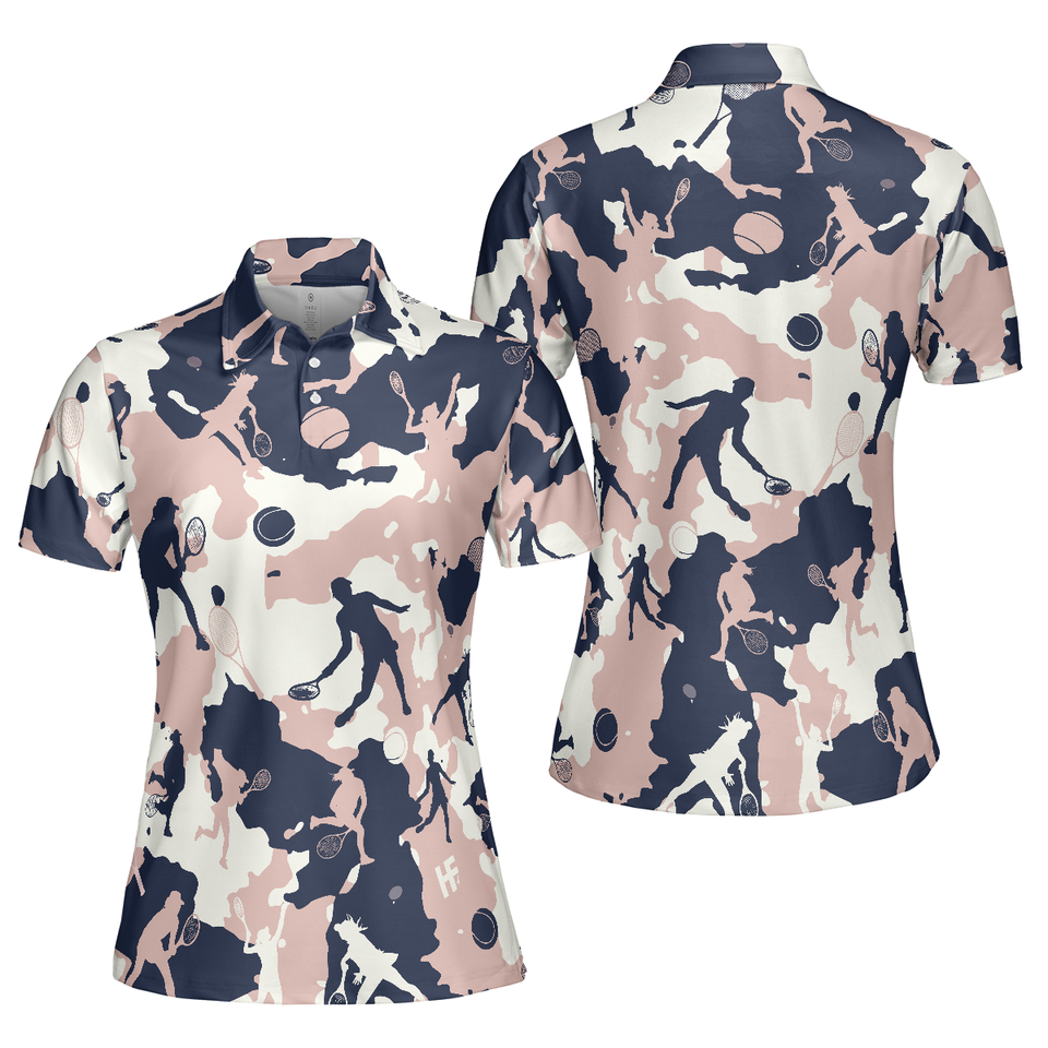 Pink Camouflage Tennis Girl Short Sleeve For Women's Polo Shirts S-5XL