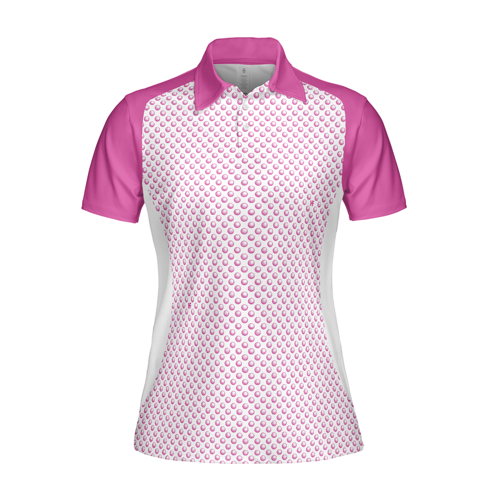 Pink Golf Balls Seamless Pattern Short Sleeve Women's Polo Shirts S-5XL