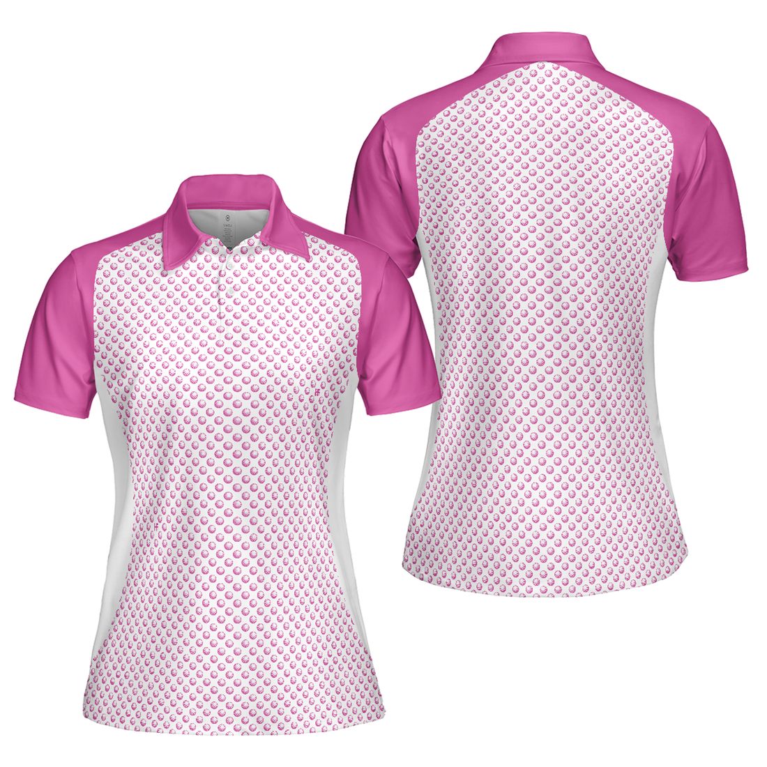 Pink Golf Balls Seamless Pattern Short Sleeve Women's Polo Shirts S-5XL