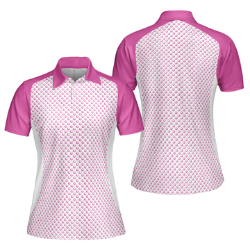 Pink Golf Balls Seamless Pattern Short Sleeve Women's Polo Shirts S-5XL