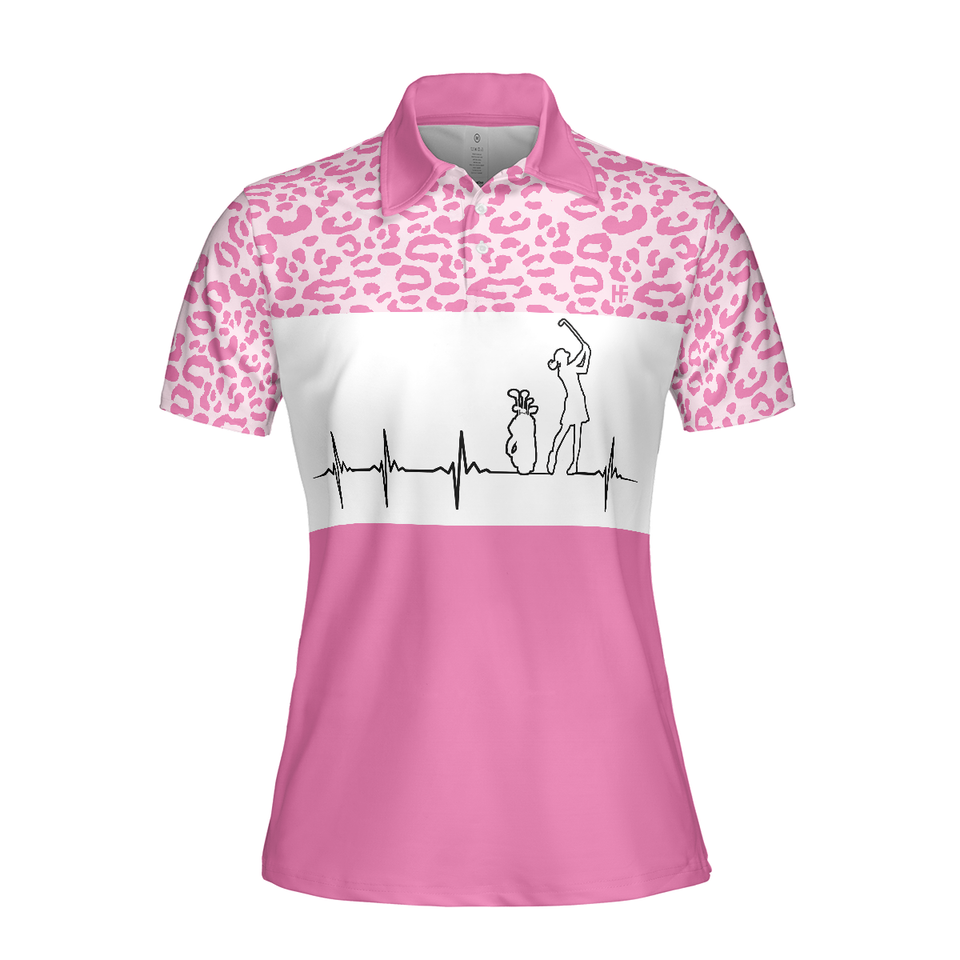 Leopard Heartbeat Golf Short Sleeve For Ladies Women's Polo Shirts S-5XL