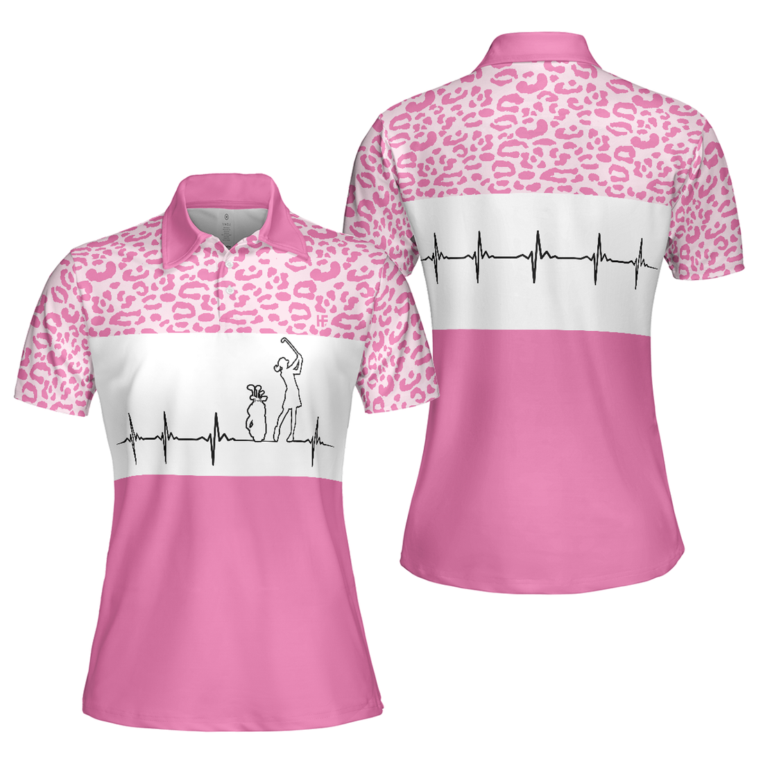 Leopard Heartbeat Golf Short Sleeve For Ladies Women's Polo Shirts S-5XL