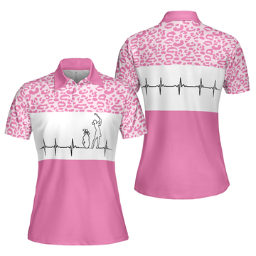 Leopard Heartbeat Golf Short Sleeve For Ladies Women's Polo Shirts S-5XL