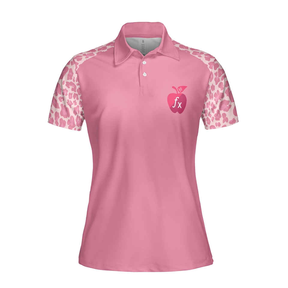Pink Leopard Math Teacher Short Sleeve for Funny Math Women Polo Shirt S-5XL