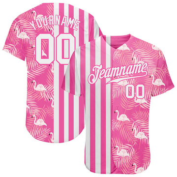 Custom 3D Tropical Palm Leaves Flamingo Baseball Jersey S-5XL