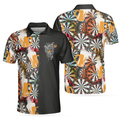 Play Darts Drink Beer Short Sleeve Board Pattern Men's Polo Shirt S-5XL