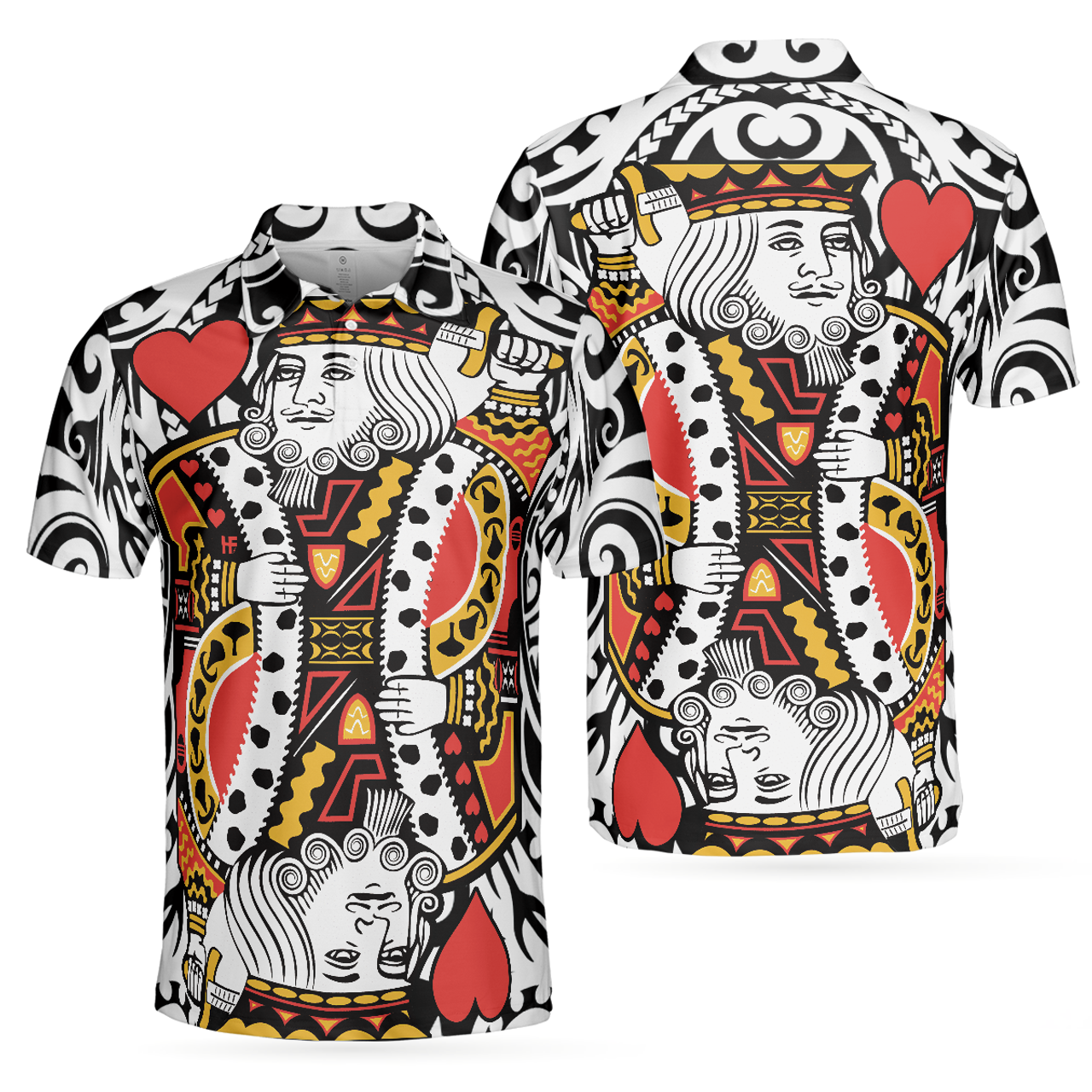 Poker King of Heart Short Sleeve Poker Shirt for Men Men's Polo Shirt S-5XL