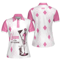 Queen Of The Golf Argyle Pattern Short White And Pink Women's Polo Shirts S-5XL