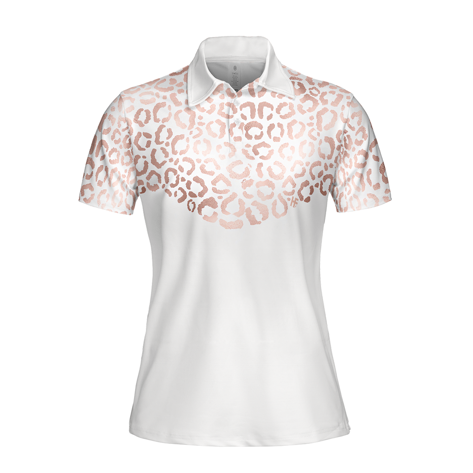 Rose Gold Leopard Pattern Golf Short Sleeve Women's Polo Shirts S-5XL