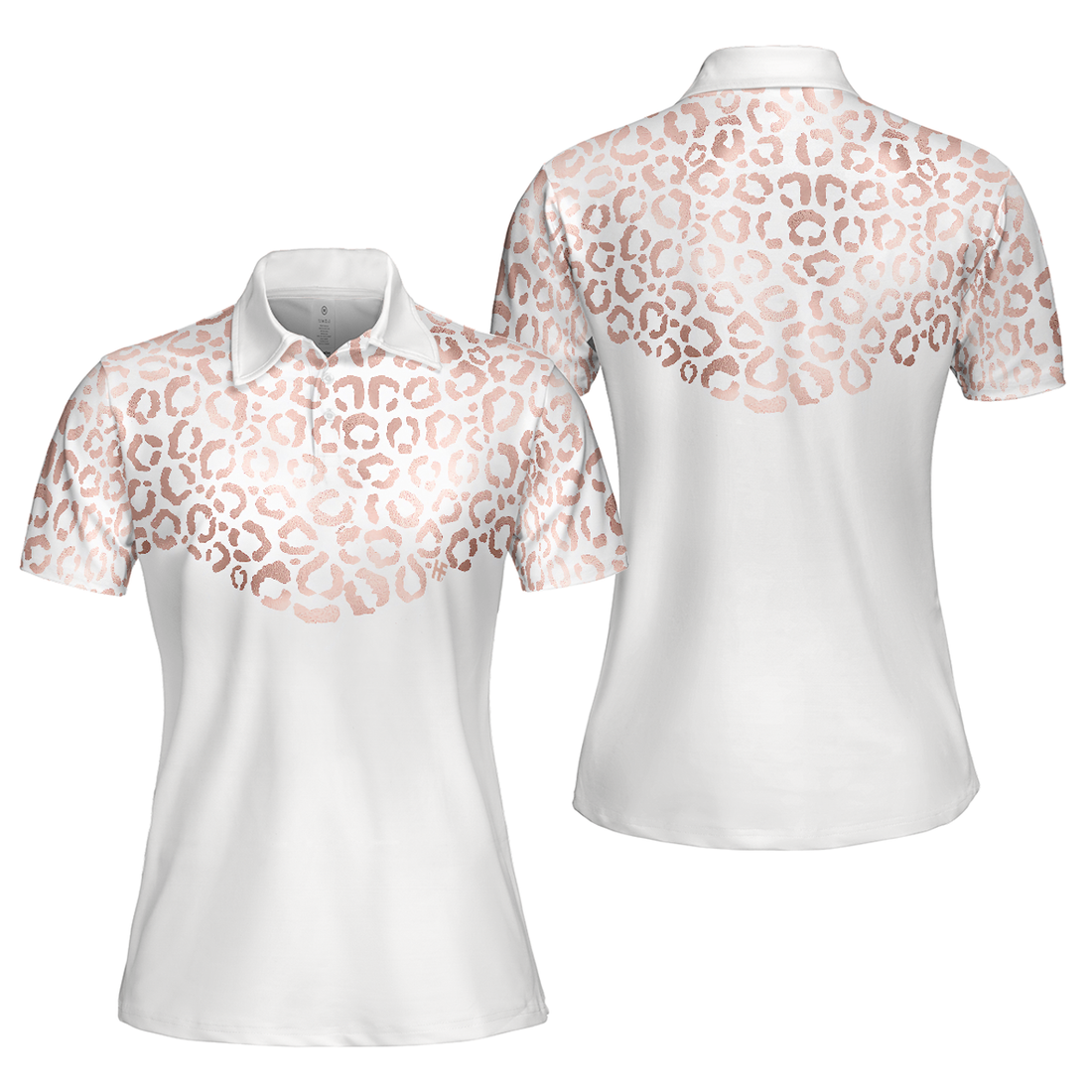 Rose Gold Leopard Pattern Golf Short Sleeve Women's Polo Shirts S-5XL