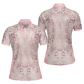 Rose Gold Leopard Print V2 Golf Short Sleeve Women's Polo Shirts S-5XL