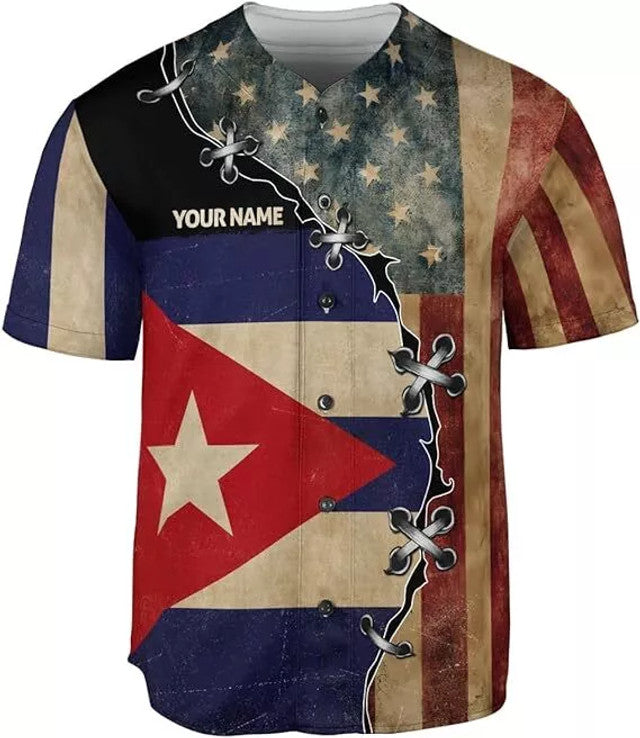 Custom Cuba Flag Pride Baseball Jersey Cuba Jersey Baseball Jersey S-5XL