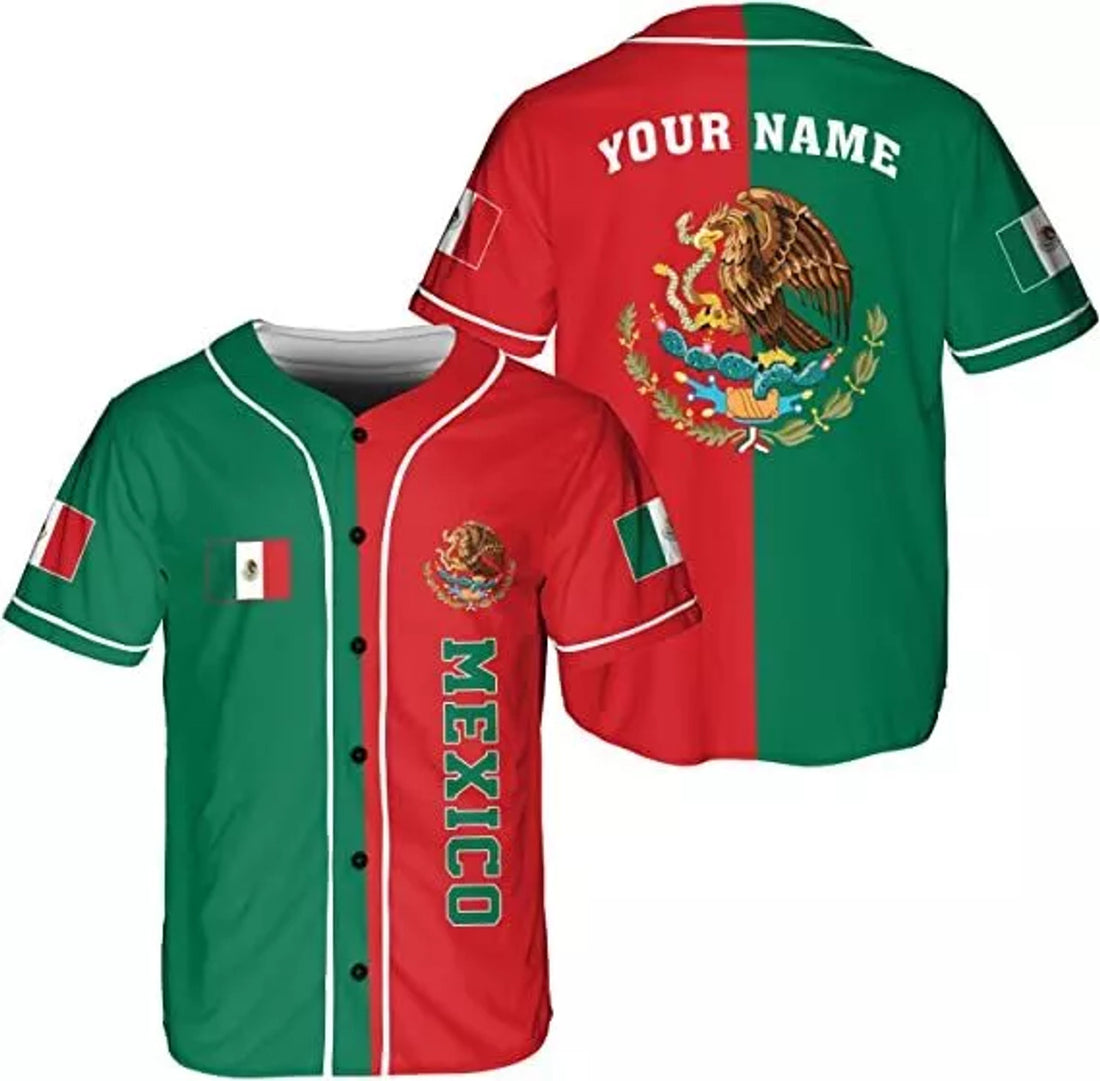 Personalized Mexico Baseball Shirt Aztec Design Baseball Jersey S-5XL
