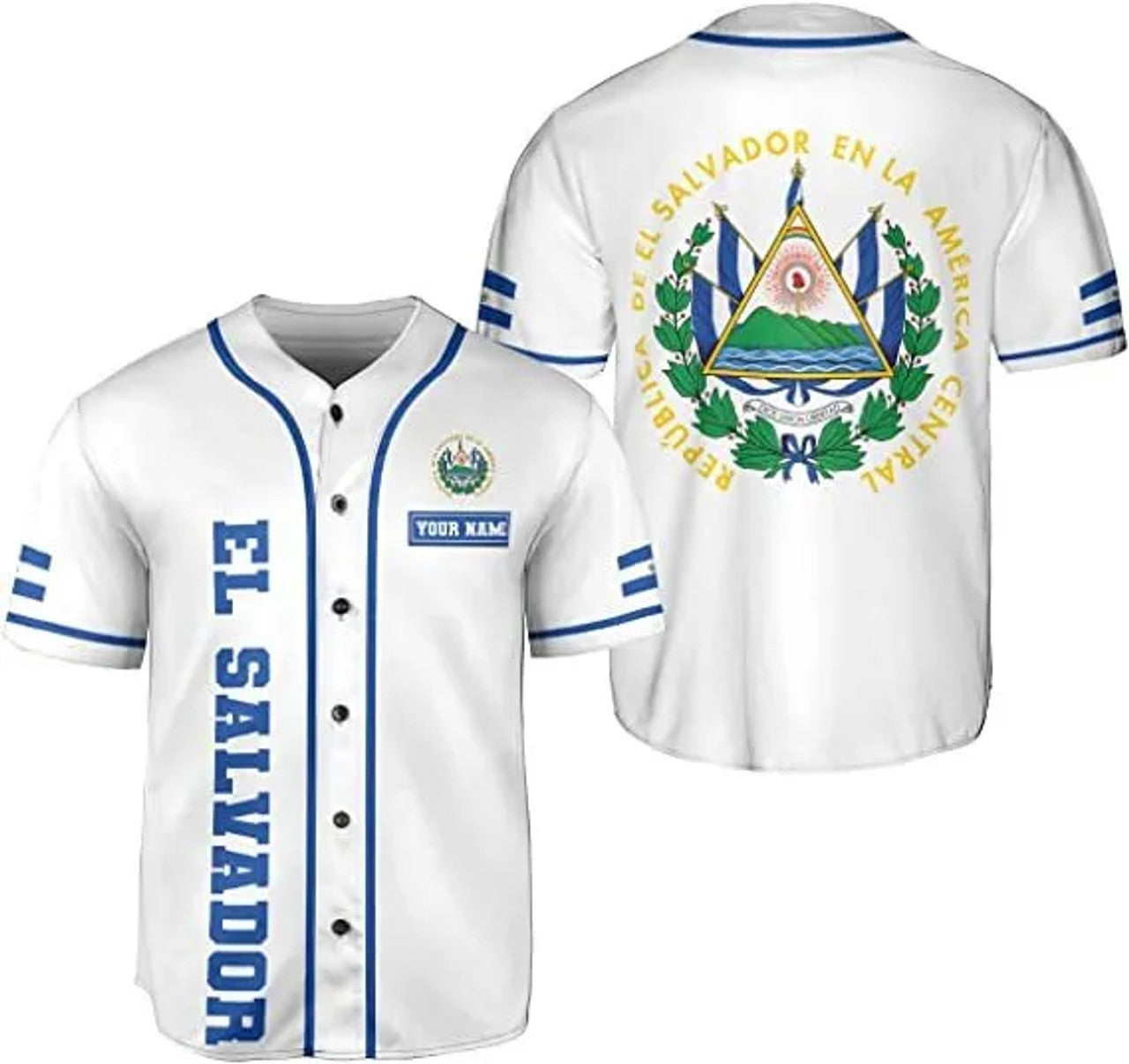 Personalized El Salvador Flag Baseball Jersey Shirt Baseball Jersey S-5XL