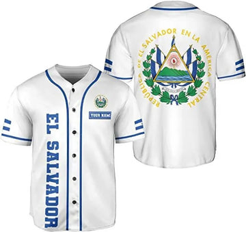 Personalized El Salvador Flag Baseball Jersey Shirt Baseball Jersey S-5XL