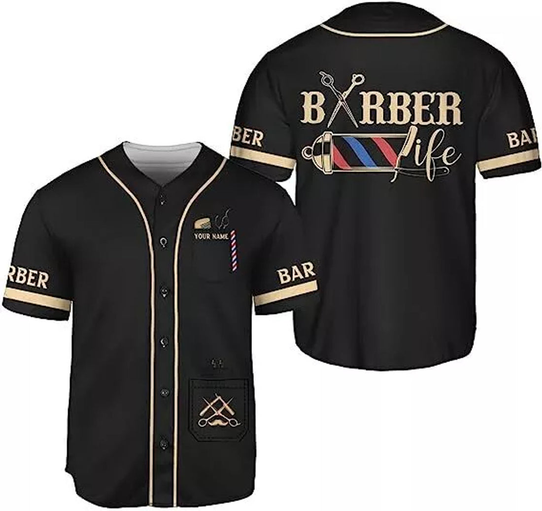 Custom Barber Shop Baseball Jersey Hairdresser Outfit Baseball Jersey S-5XL