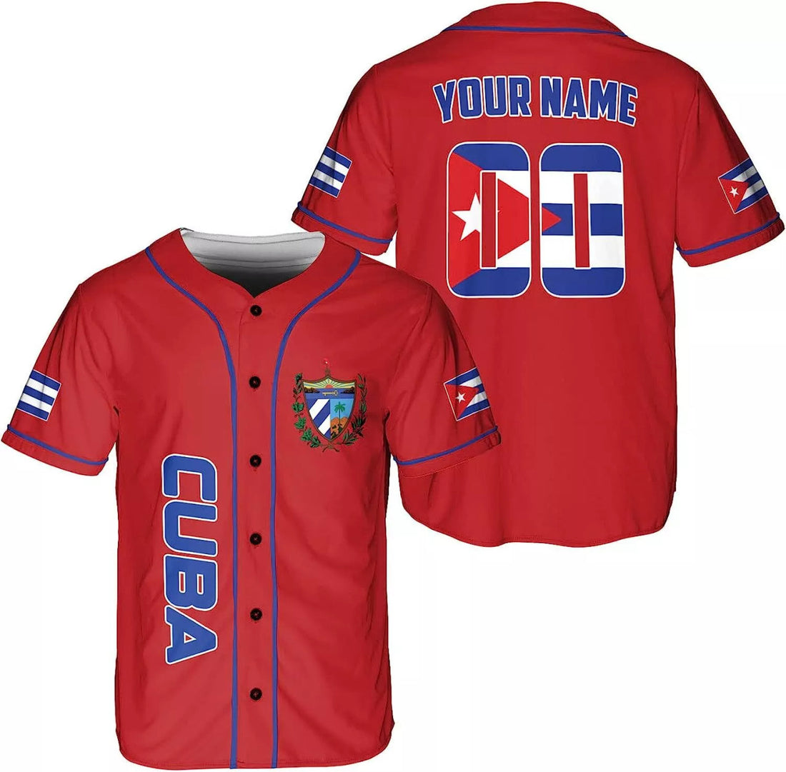 Custom Cuba Baseball Shirt Cuba Flag Baseball Jersey S-5XL