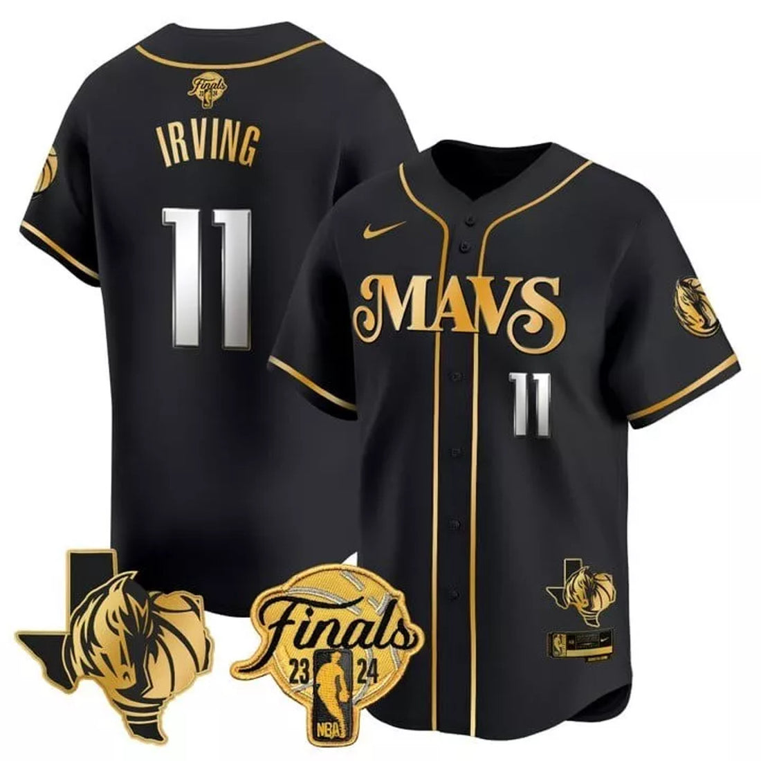 Custom MEN'S 2024 Mavericks Jersey Irving Black White Baseball Jersey S-5XL