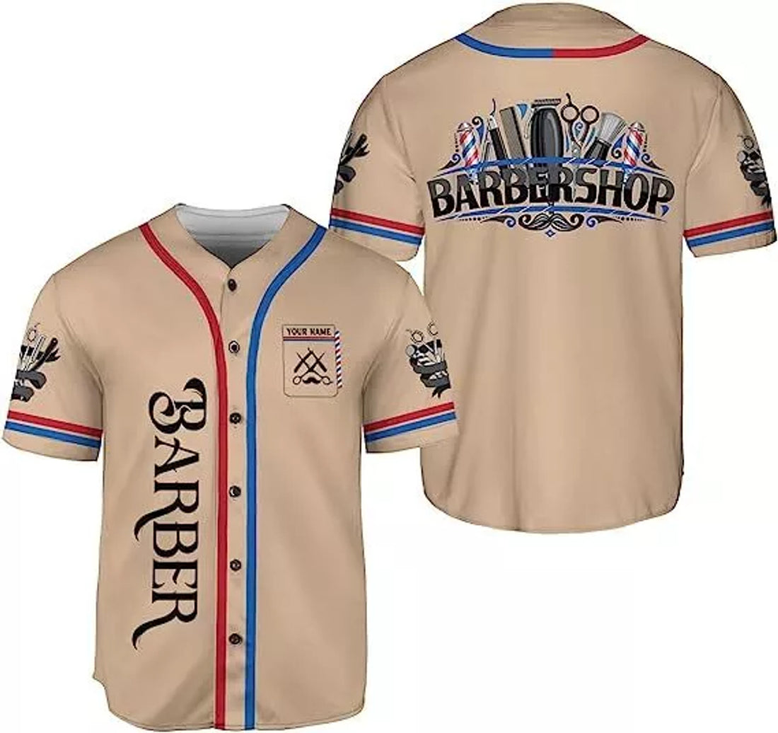 Custom Barber Shop Jersey Hairdresser Baseball Jersey S-5XL
