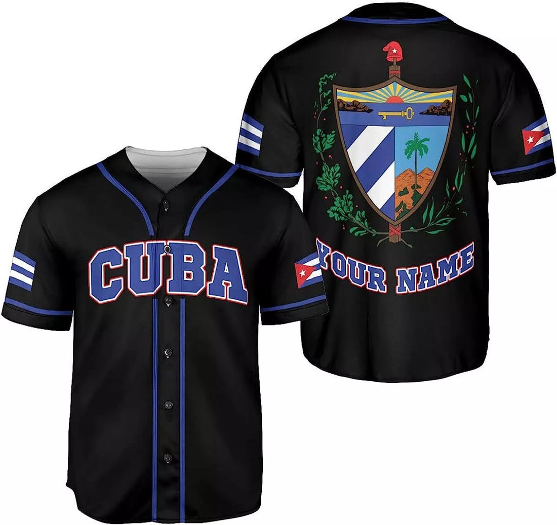 Custom Baseball Jersey Shirt Cuba Flag Jersey Cuba Baseball Jersey S-5XL