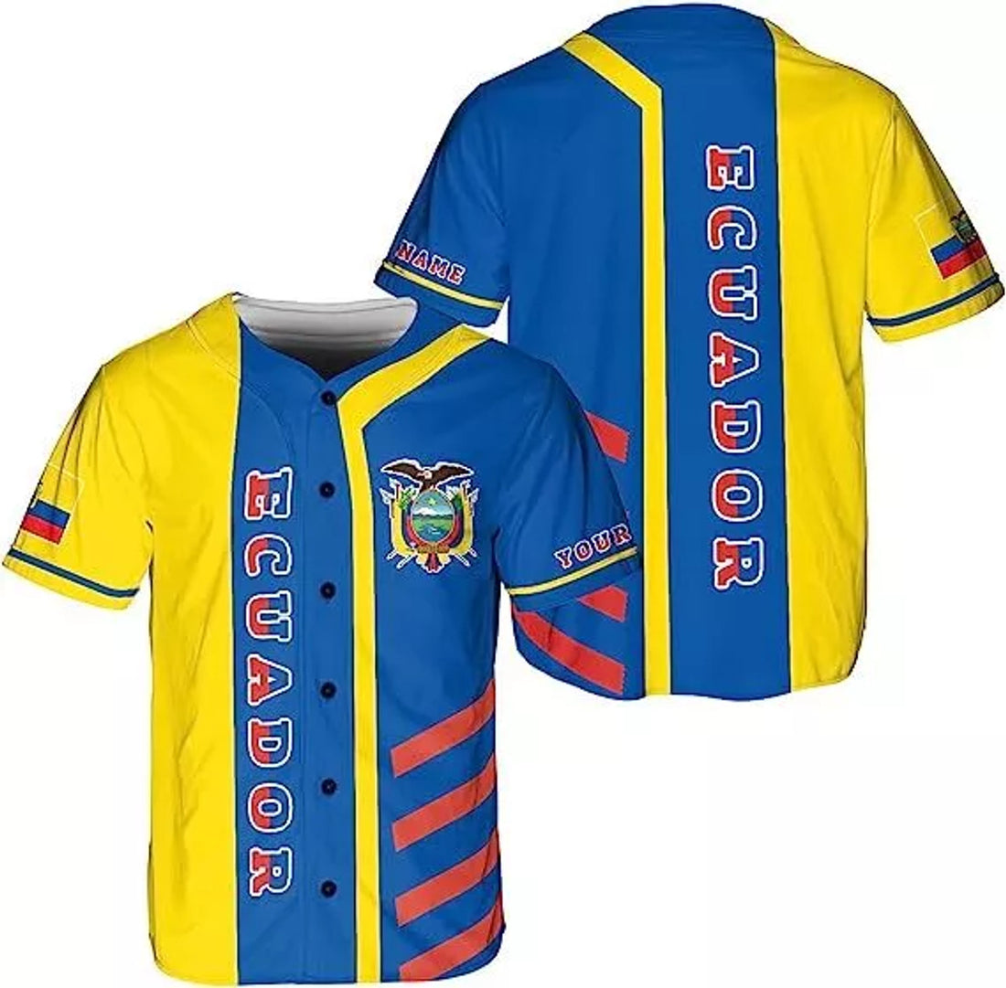 Custom Ecuador Baseball Shirt Ecuador Flag Baseball Jersey S-5XL